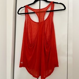 Alo yoga red sheer workout tank top